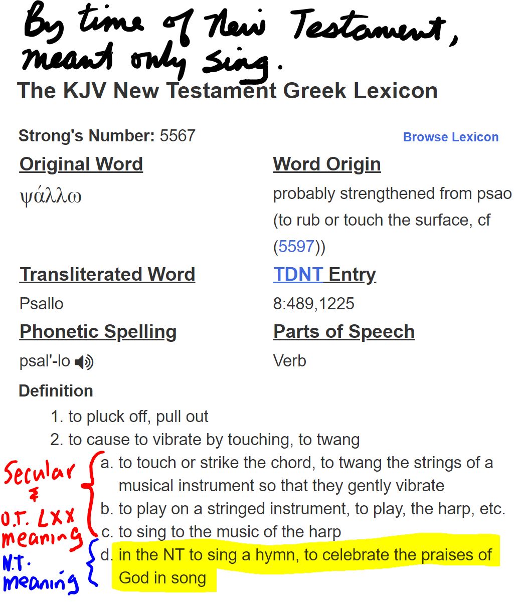 2018 KJV lexicon on psallo